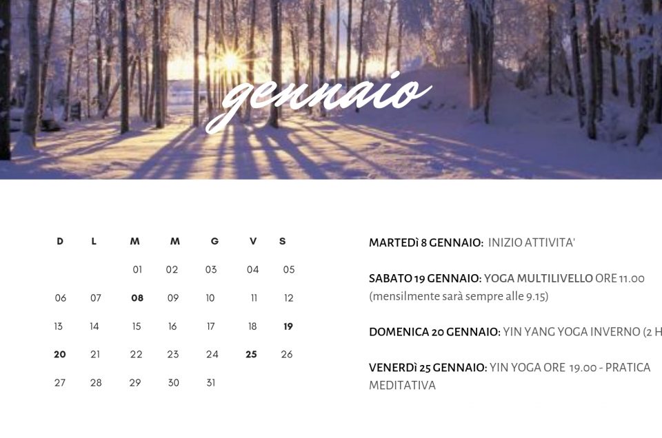 Calendario eventi speciali gennaio-marzo 2019