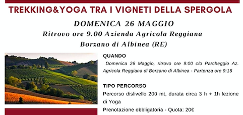 TREKKING&YOGA FRA I VIGNETI DELLA SPERGOLA (RE) – DOMENICA 26 MAGGIO, CANTINE APERTE